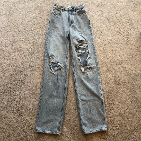 PacSun Denim - PacSun Women's Light Indigo Ripped '90s Boyfriend High Rise Jeans Size 23